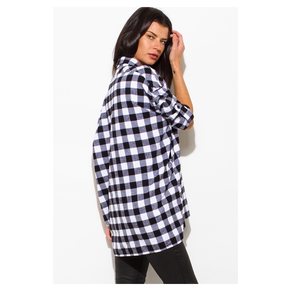 🆂🅰🅻🅴 Long Sleeve Oversized Plaid Tunic - Picture 3 of 3